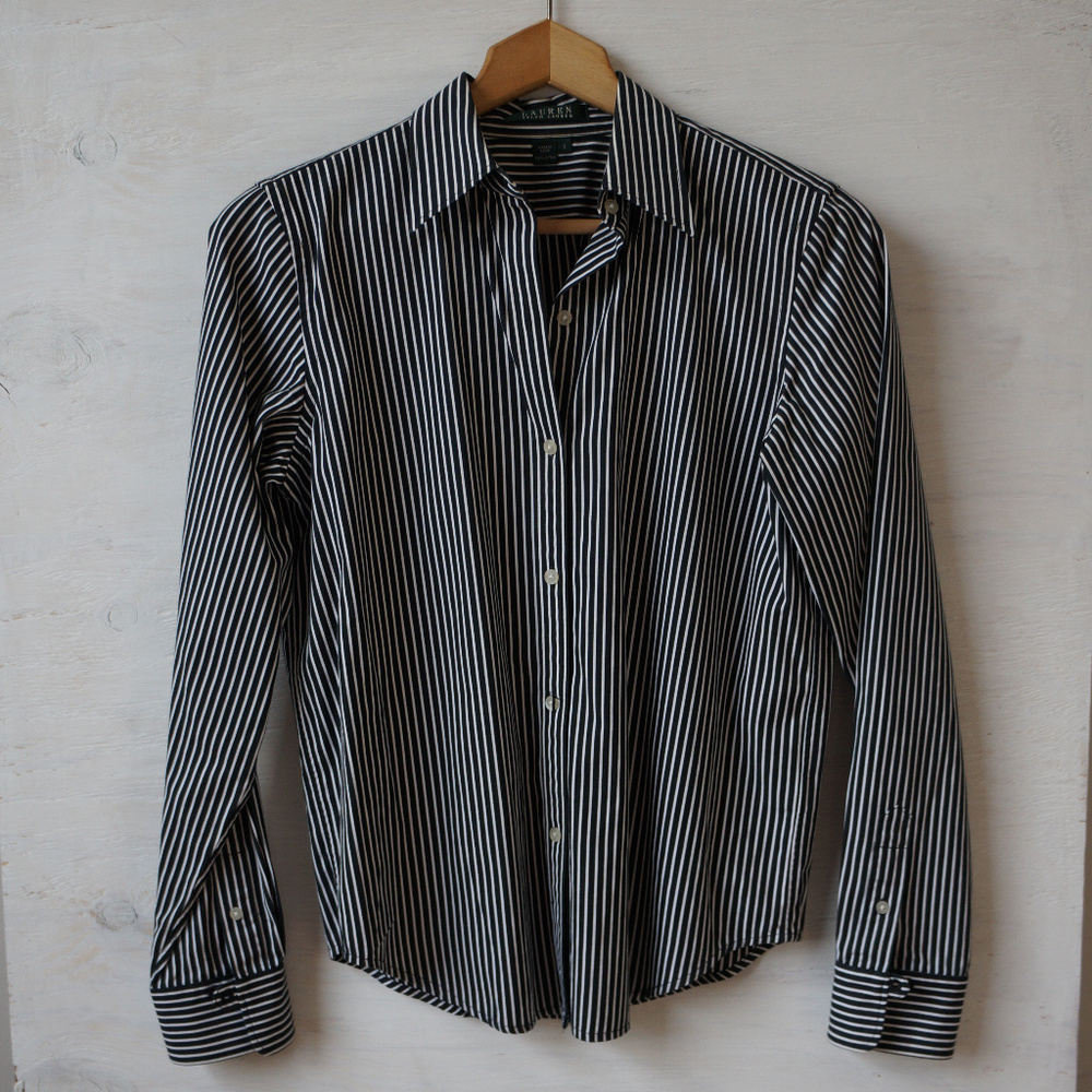 Ralph Lauren Striped Black & White Shirt Button Down S